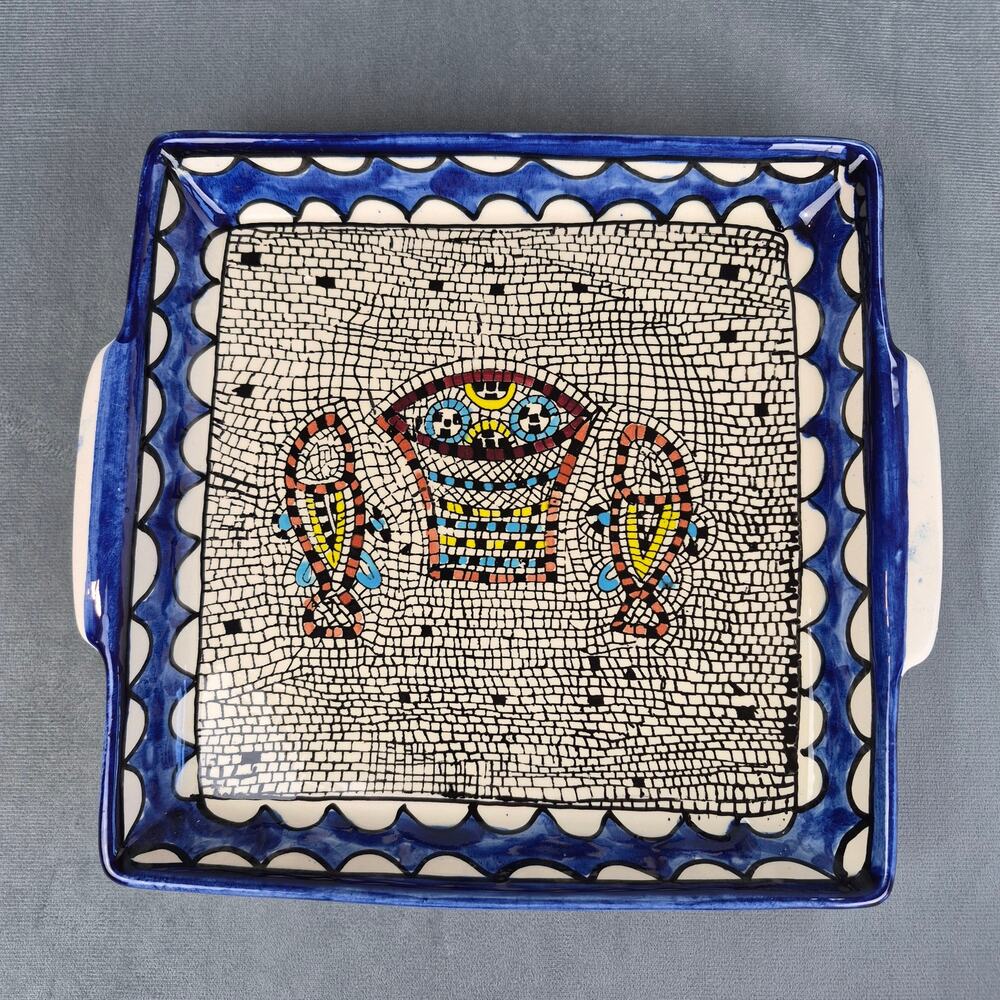 Handpainted Ceramic Pottery Miracle of the Fish & Loaves Mosiac Design Tableware